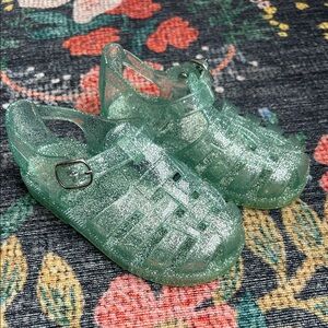 Gap Toddler Girl Mint Green & Silver Sparkle Jelly Sandals, Size 8